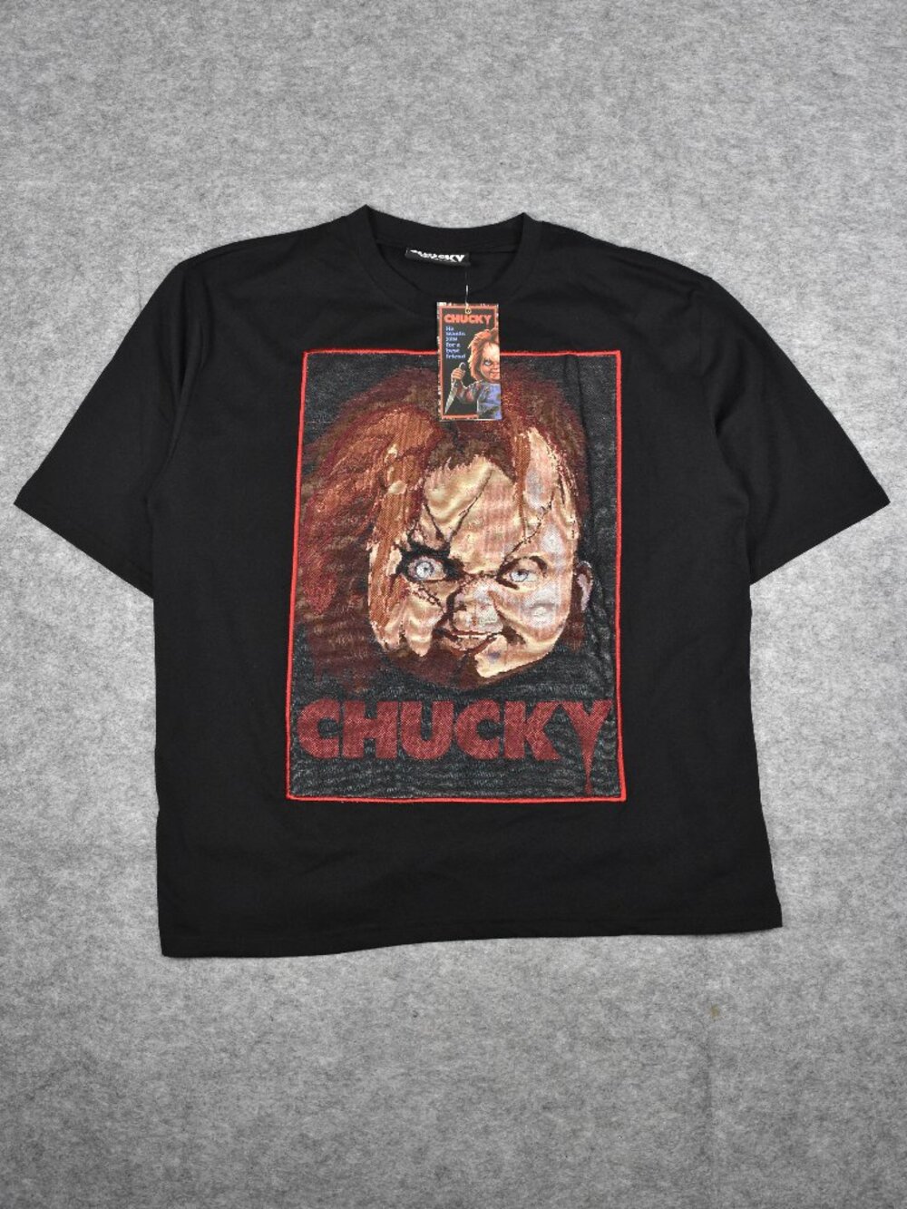 NWT Universal Studio x Chucky Embroidered Black Graphic T-Shirt Mens Size Large
